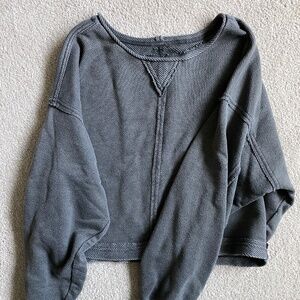 Aerie Beach Party Crewneck Sweatshirt Gray XS